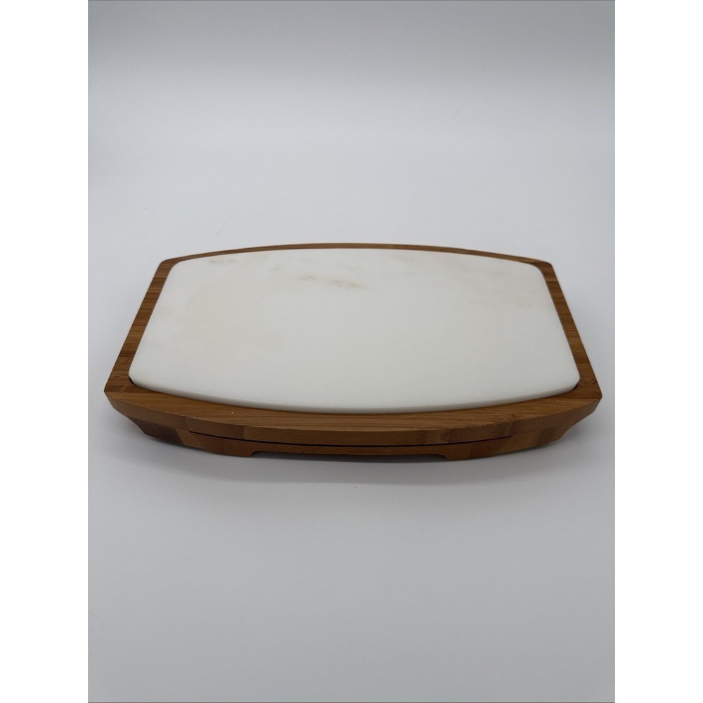 New In Box-B. Smith Cheese Board‎ Set W/Marble Top & Bamboo Tray + 4 Utensils